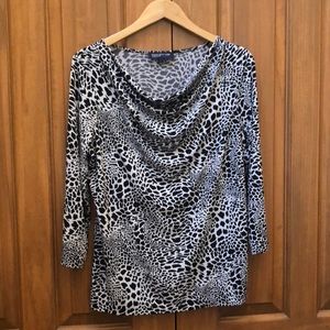 Jones New York black & white leopard top size XL
